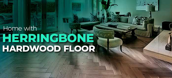 home with herringbone hardwood floor
